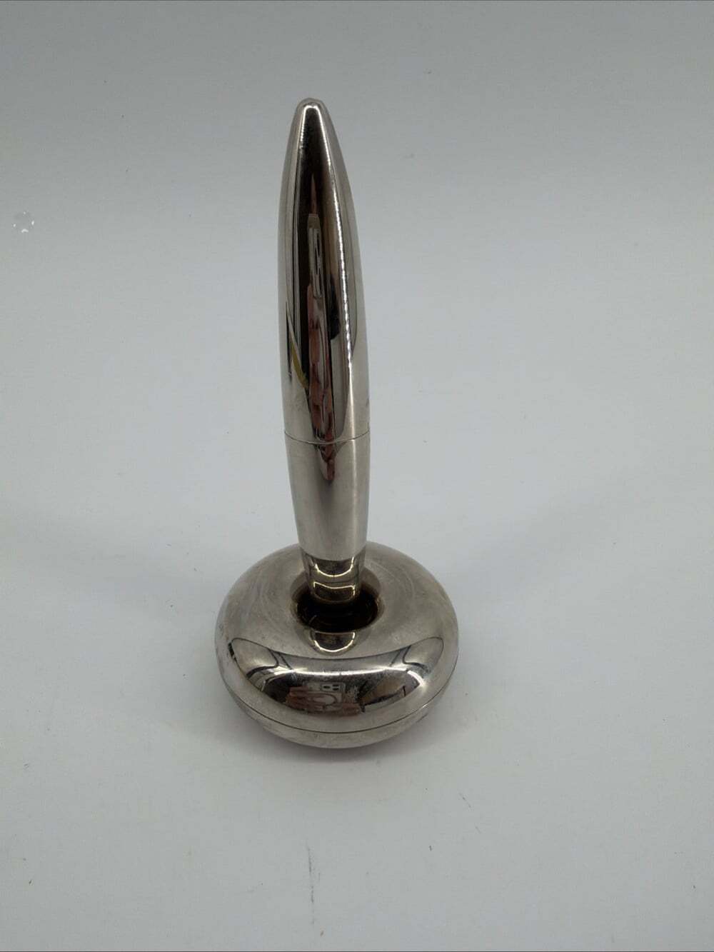 Magnetic Floating Ballpoint Pen & Donut Stand Silver Tone Desk Executive Gift